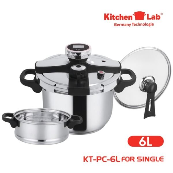 Cocotte 06L 04 Pcs en inox 18/10 avec Minuteur  Germany Technologie KitchenLab KT-PC-6L – Image 3