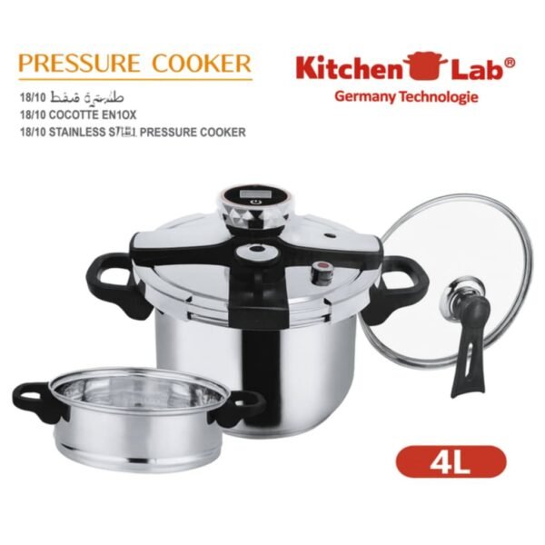 Cocotte 04L 04 Pcs en inox 18/10 avec Minuteur  Germany Technologie KitchenLab KT-PC-4L