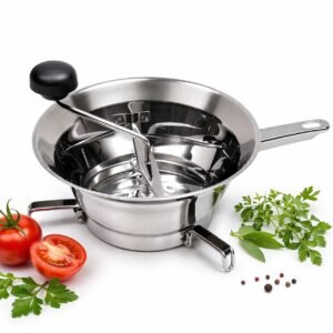 Moulin a légumes inox Manuel avec 03 Passoir 24 CM 9"3/4 Made in italy